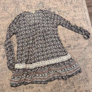 Kori America Aqua and cream babydoll dress